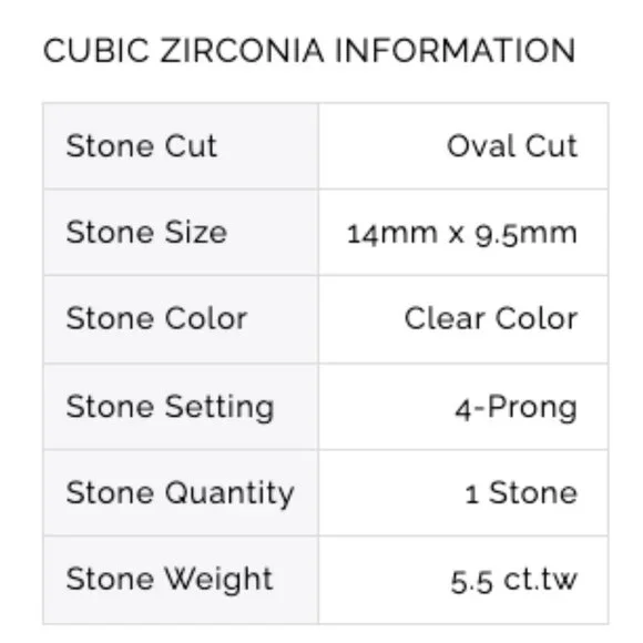 5 Carat Cubic Zirconia Oval Solitaire Engagement Ring - Picture 16 of 17